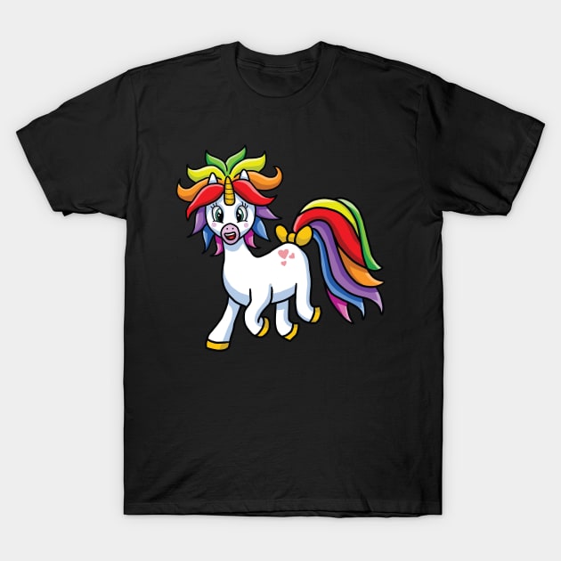 Unicorn Rainbow Wild Punk Rock Hair Style Anime Cute Manga Kawaii Cartoon Character T-Shirt by CoolFactorMerch